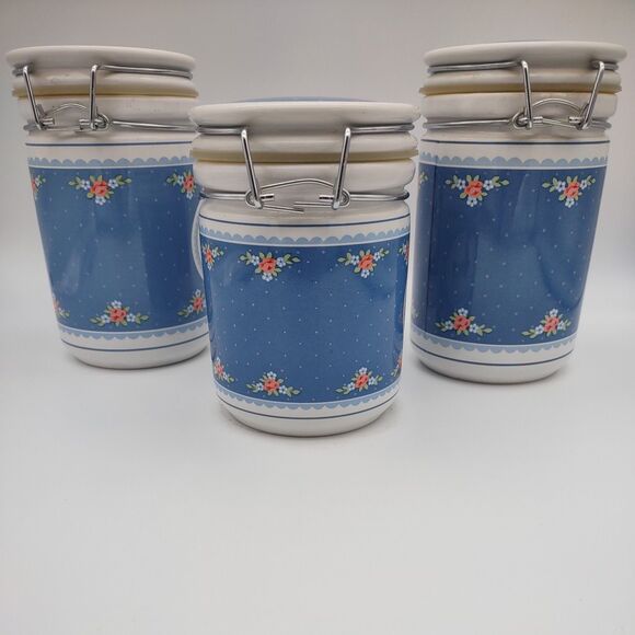 Set of 3 George Good by Fabrizio Ceramic Canister Storage Goose Blue Japan 1985 - Picture 6 of 8